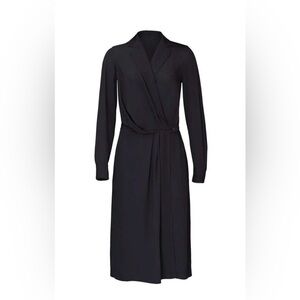 Rag & Bone Black Long-Sleeve Wrap Midi Dress